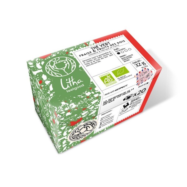 Thé Vert Fraise et Fruits des bois Bio - Boite de 20 infusettes